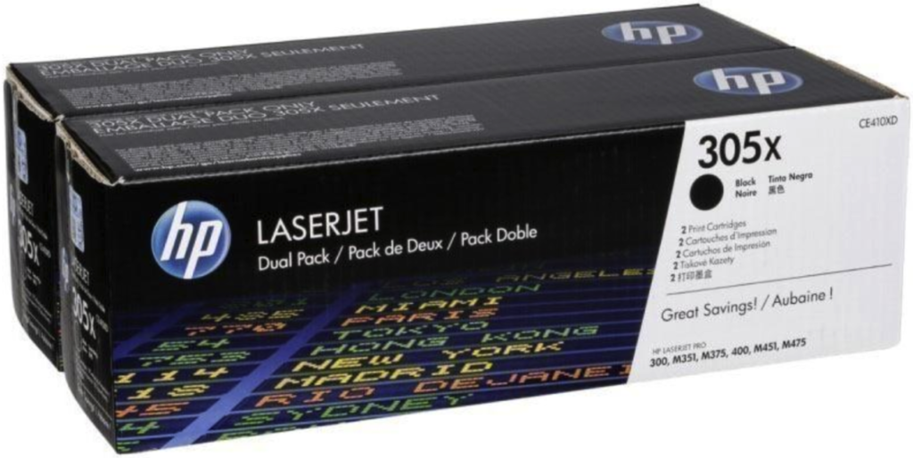 CE410XD (305X) 2-Pack Black HY Toner