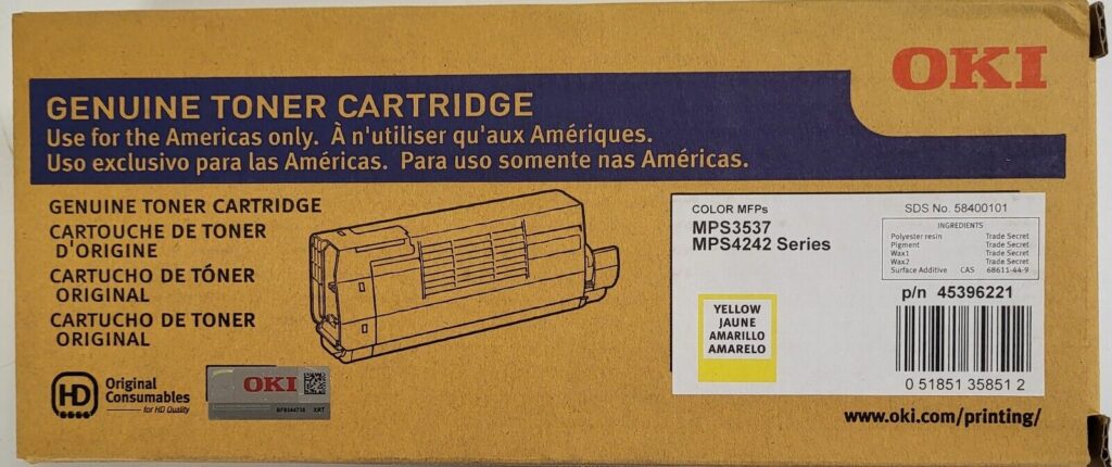 45396221 Yellow Toner Cartridge